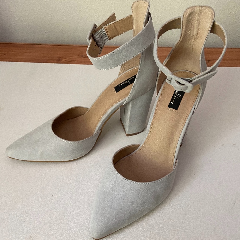 Grey Block Heel